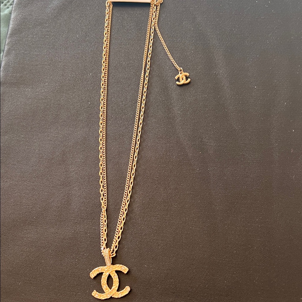 Monogrammed Gold or Silver Double Chain Rhinestone Necklace - Picture 4 of 6